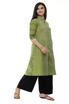 Floral print Green kurta palazzo set