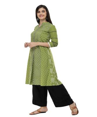 Floral print Green kurta palazzo set 3