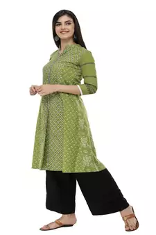 Floral print Green kurta palazzo set