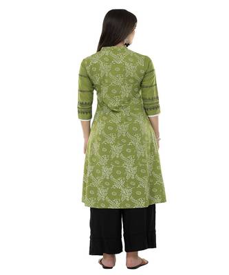 Floral print Green kurta palazzo set 5