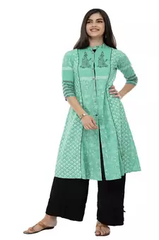 Blue Printed kurta palazzo set