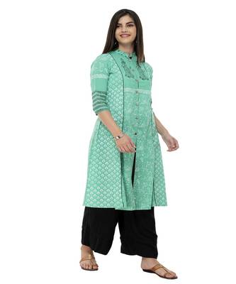 Blue Printed kurta palazzo set 1