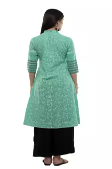 Blue Printed kurta palazzo set