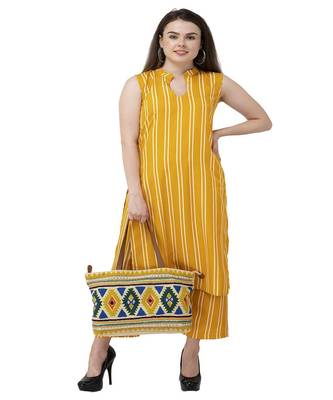 Yellow Striped kurta palazzo set 1