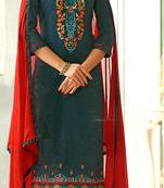 grey embroidered cotton Unstitched trouser with dupatta