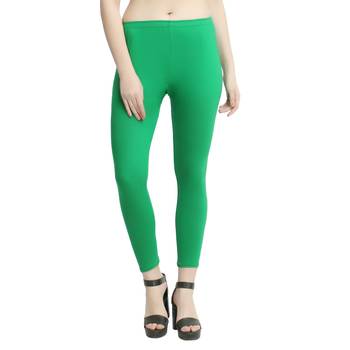 Parrot-green plain cotton leggings 1