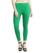 Parrot-green plain cotton leggings