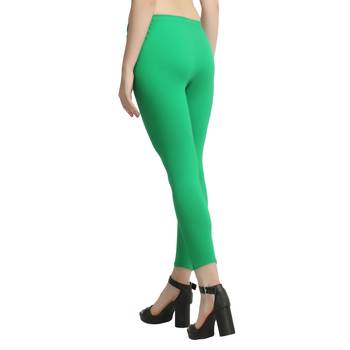 Parrot-green plain cotton leggings 2