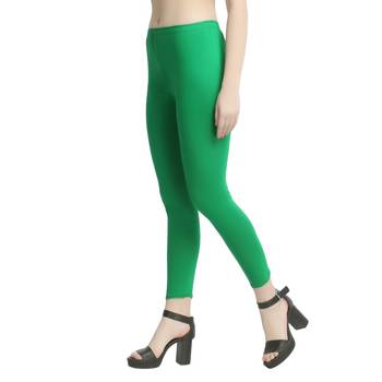 Parrot-green plain cotton leggings 3