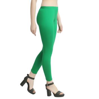 Parrot-green plain cotton leggings 4
