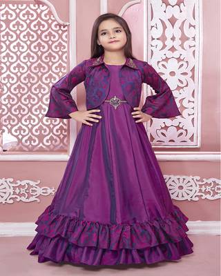 purple embroidered polyester kids-girl-gowns 1