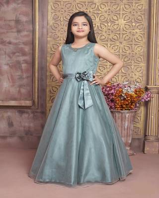 multicolor embroidered polyester kids-girl-gowns 1