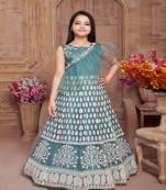 multicolor embroidered polyester kids-girl-gowns