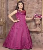 purple embroidered polyester kids-girl-gowns