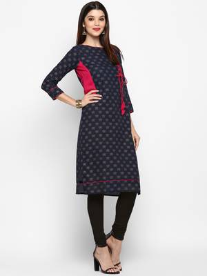 Blue printed cotton kurti 4