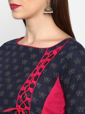 Blue printed cotton kurti 5