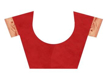 Red woven art silk saree with blouse 5