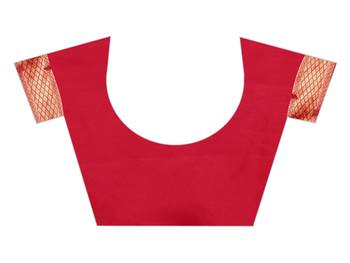 Red woven art silk saree with blouse 5