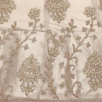 Women'S Champagne Semi Stiched Embroidered Net Lehenga Choli 4