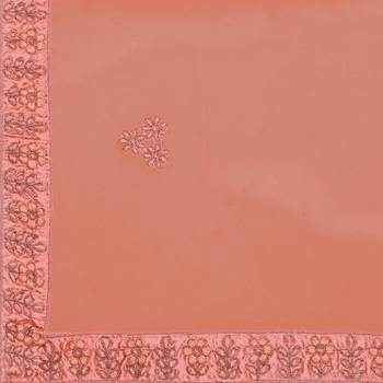 Women'S Peach Semi Stiched Embroidered Net Lehenga Choli 5