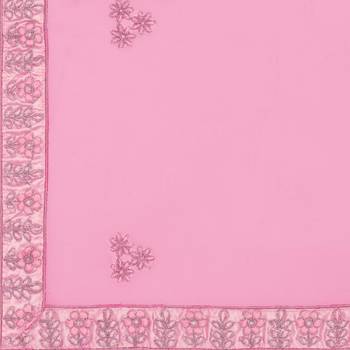 Women'S Pink Semi Stiched Embroidered Net Lehenga Choli 5