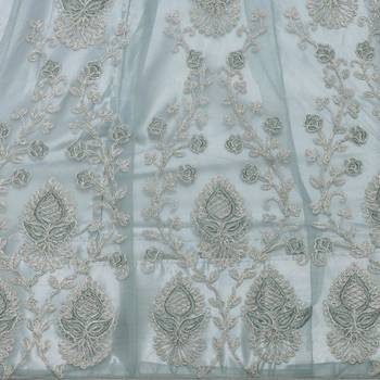 Women'S Grey Semi Stiched Embroidered Net Lehenga Choli 4