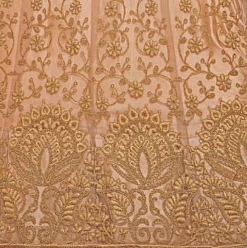 Women'S Peach Semi Stiched Embroidered Net Lehenga Choli 4