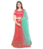 Women'S Pink Semi Stiched Embroidered Net Lehenga Choli