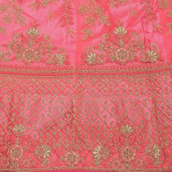 Women'S Pink Semi Stiched Embroidered Net Lehenga Choli 4