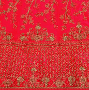 Women'S Coral Semi Stiched Embroidered Net Lehenga Choli 4