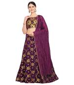 Women'S Purple Semi Stiched Woven Jacquard Lehenga Choli