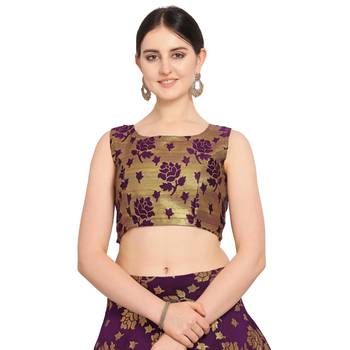 Women'S Purple Semi Stiched Woven Jacquard Lehenga Choli 3