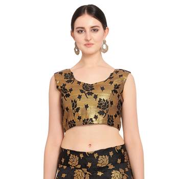 Women'S Black Semi Stiched Woven Jacquard Lehenga Choli 3