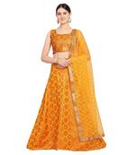 Women'S yellow Semi Stiched Woven Jacquard Lehenga Choli