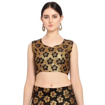 Women'S Black Semi Stiched Woven Jacquard Lehenga Choli 3