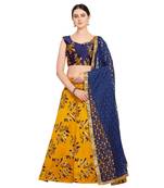 Women'S yellow Semi Stiched Woven Jacquard Lehenga Choli