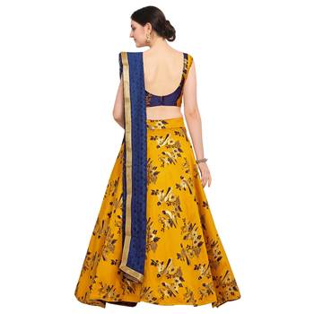 Women'S yellow Semi Stiched Woven Jacquard Lehenga Choli 2