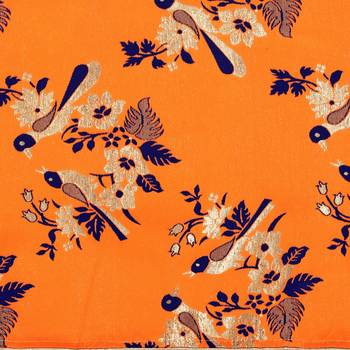 Women'S Orange Semi Stiched Woven Jacquard Lehenga Choli 4