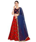 Women'S Red Semi Stiched Woven Jacquard Lehenga Choli