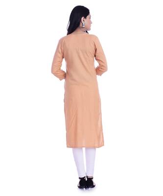 Women's  Beige Rayon Embroidered Straight Kurta 2