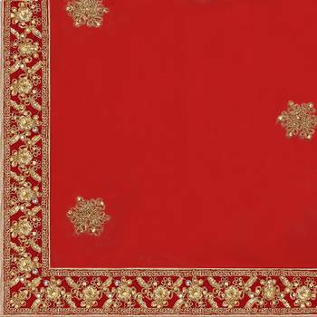 Women'S Red Semi Stiched Embroidered Velvet Lehenga Choli 5