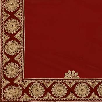 Women'S Maroon Semi Stiched Embroidered Velvet Lehenga Choli 5