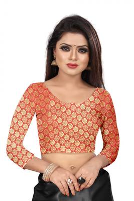blue woven banarasi saree with blouse 4