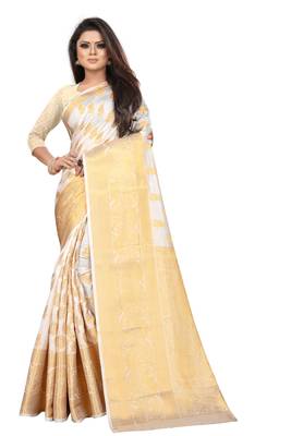 white woven banarasi saree with blouse 1