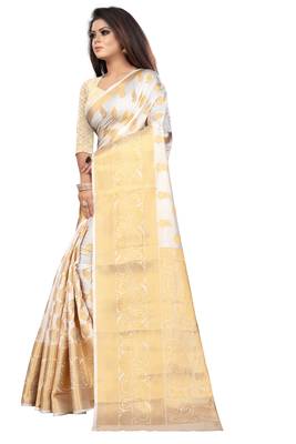 white woven banarasi saree with blouse 2