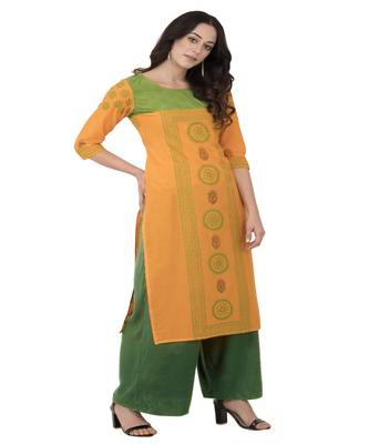 Printed Orange straight kurta 1