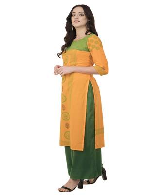 Printed Orange straight kurta 2