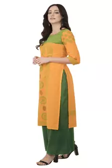 Printed Orange straight kurta