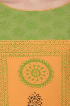 Printed Orange straight kurta