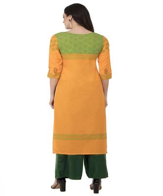 Printed Orange straight kurta 4